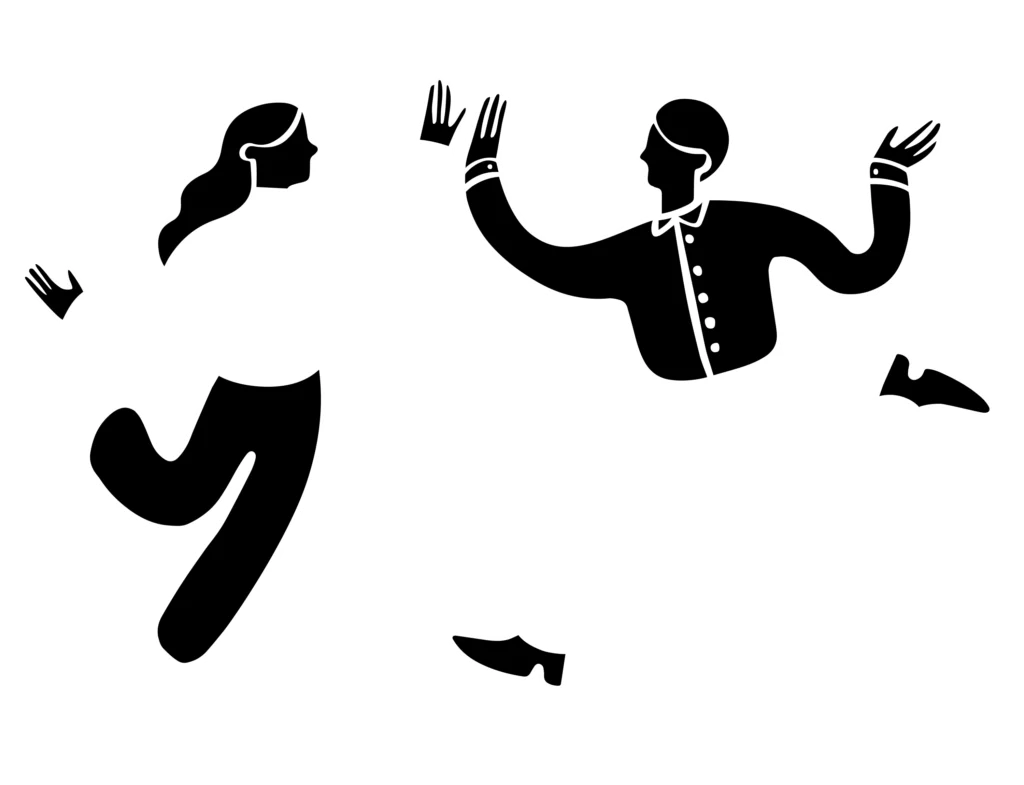 Man and woman giving each other high five