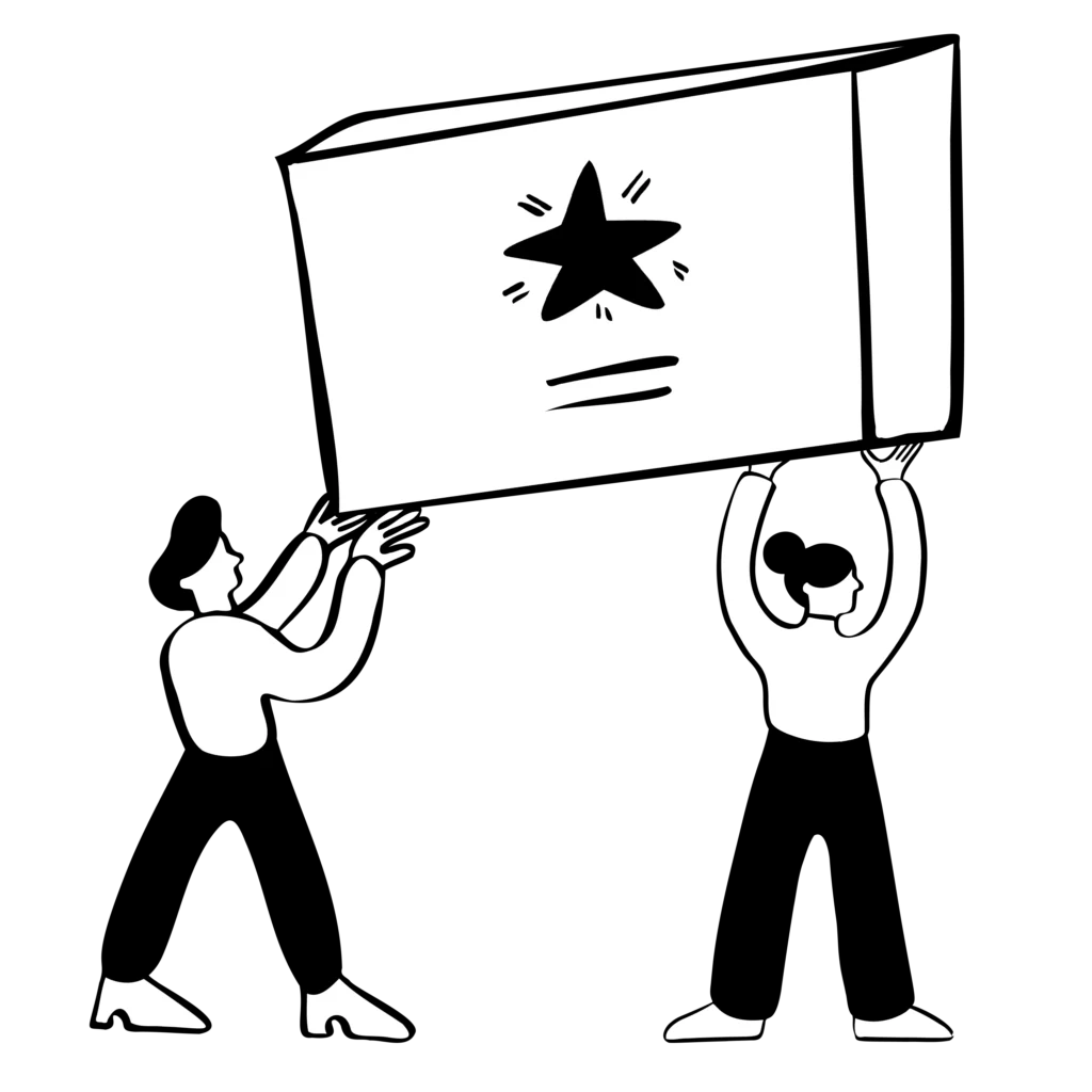 Two people carrying a large box.