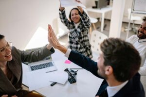 Coworkers Celebrating at an Office
